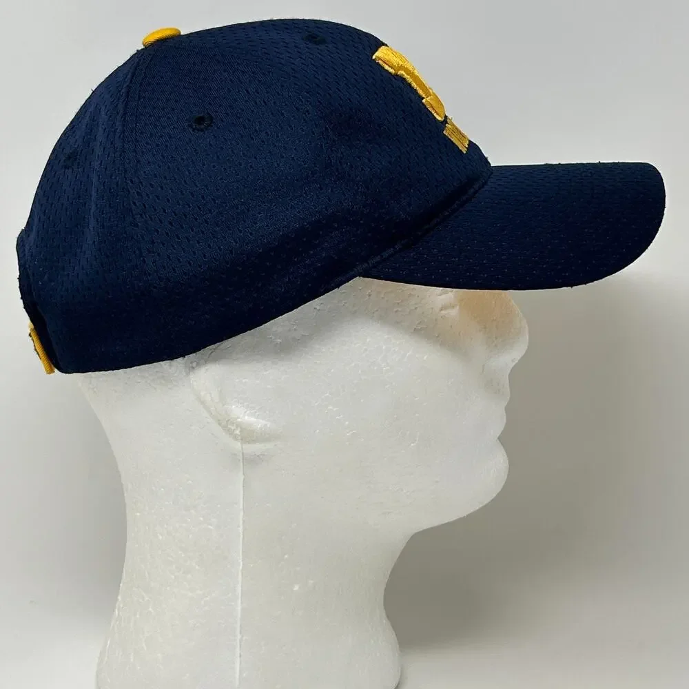 Vintage Michigan Wolverines Hat Baseball Cap Starter Strapback Blue Jersey Mesh